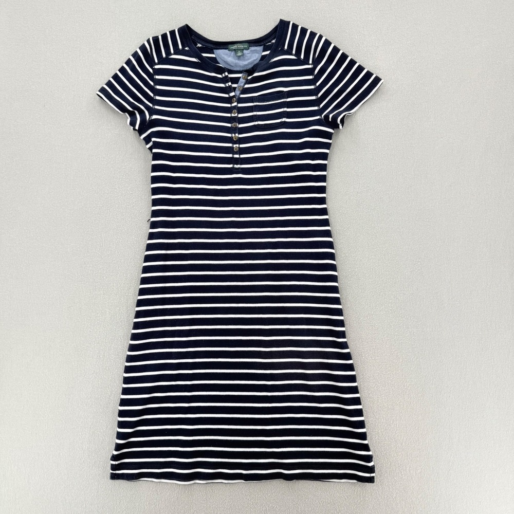 Lauren Ralph Lauren Jeans Co Blue White Stripe Nautical Preppy Dress Medium